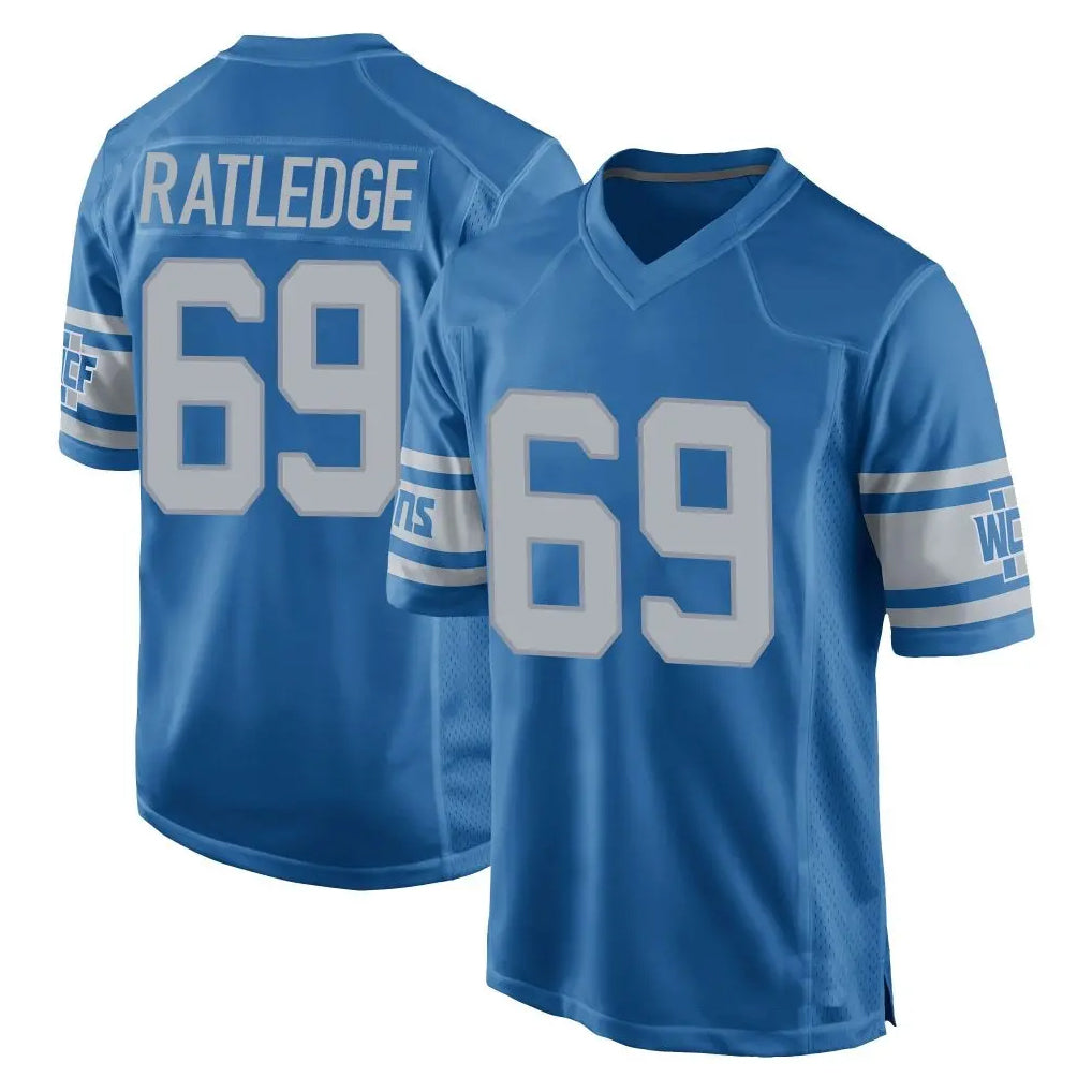 D.Lions #69 Tate Ratledge Player Blue Vapor Untouchable Throwback Game Gdoa Stitched Jerseys