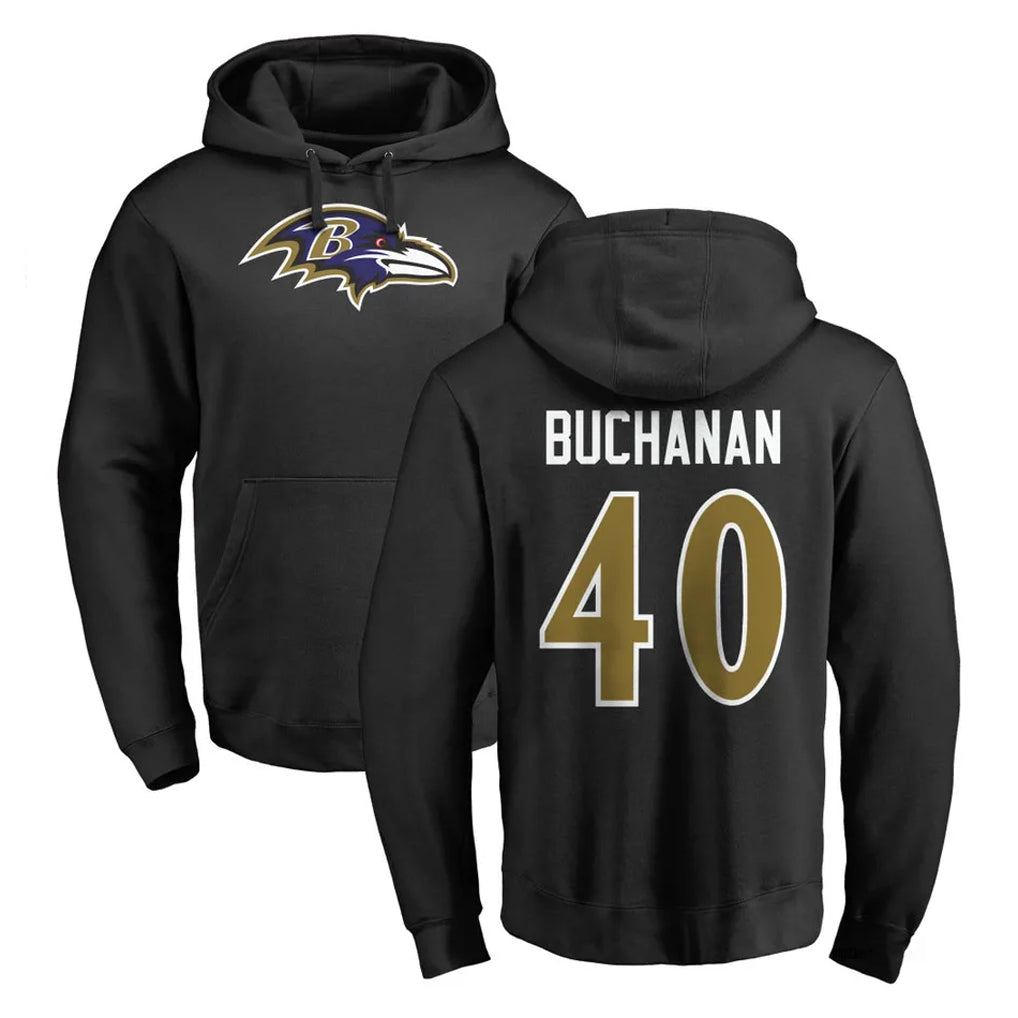 B.Ravens #40 Teddye Buchanan Player Black Pullover Hoodie Gdoa Stitched Jerseys