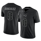 NE.Patriots #0 Christian Gonzalez Player Black Reflective LImited Home Game Gdoa Stitched Jerseys