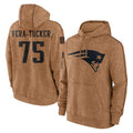 NE.Patriots #75 Alijah Vera-Tucker Player Brown Salute to Service Pullover Hoodies Limited Game Gdoa Stitched Jerseys