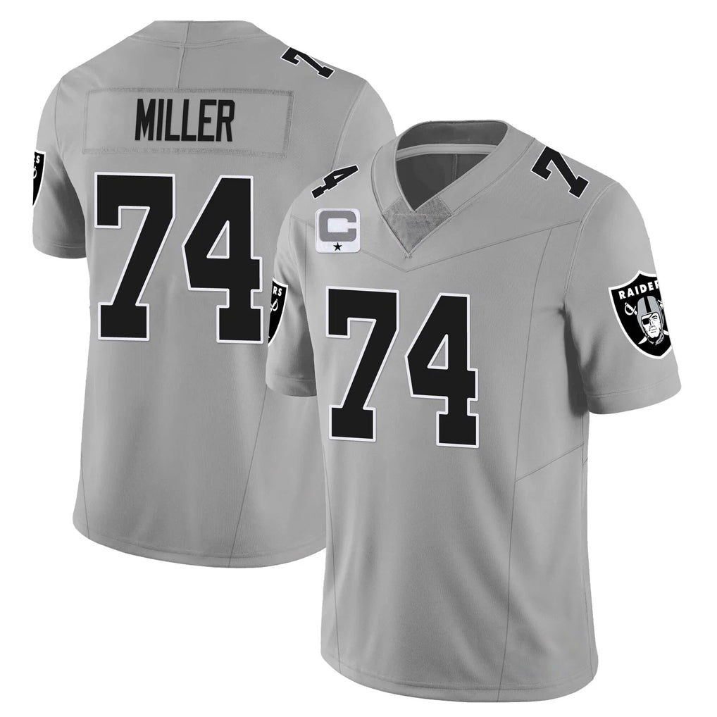 LV.Raiders #74 Kolton Miller Player Gray Vapor Limited Home Game Gdoa Stitched Jerseys