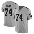 LV.Raiders #74 Kolton Miller Player Gray Vapor Limited Home Game Gdoa Stitched Jerseys