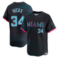 M.Marlins #34 Liam Hicks Player Black City Connect Home Limited Fdoa Stitched Jerseys