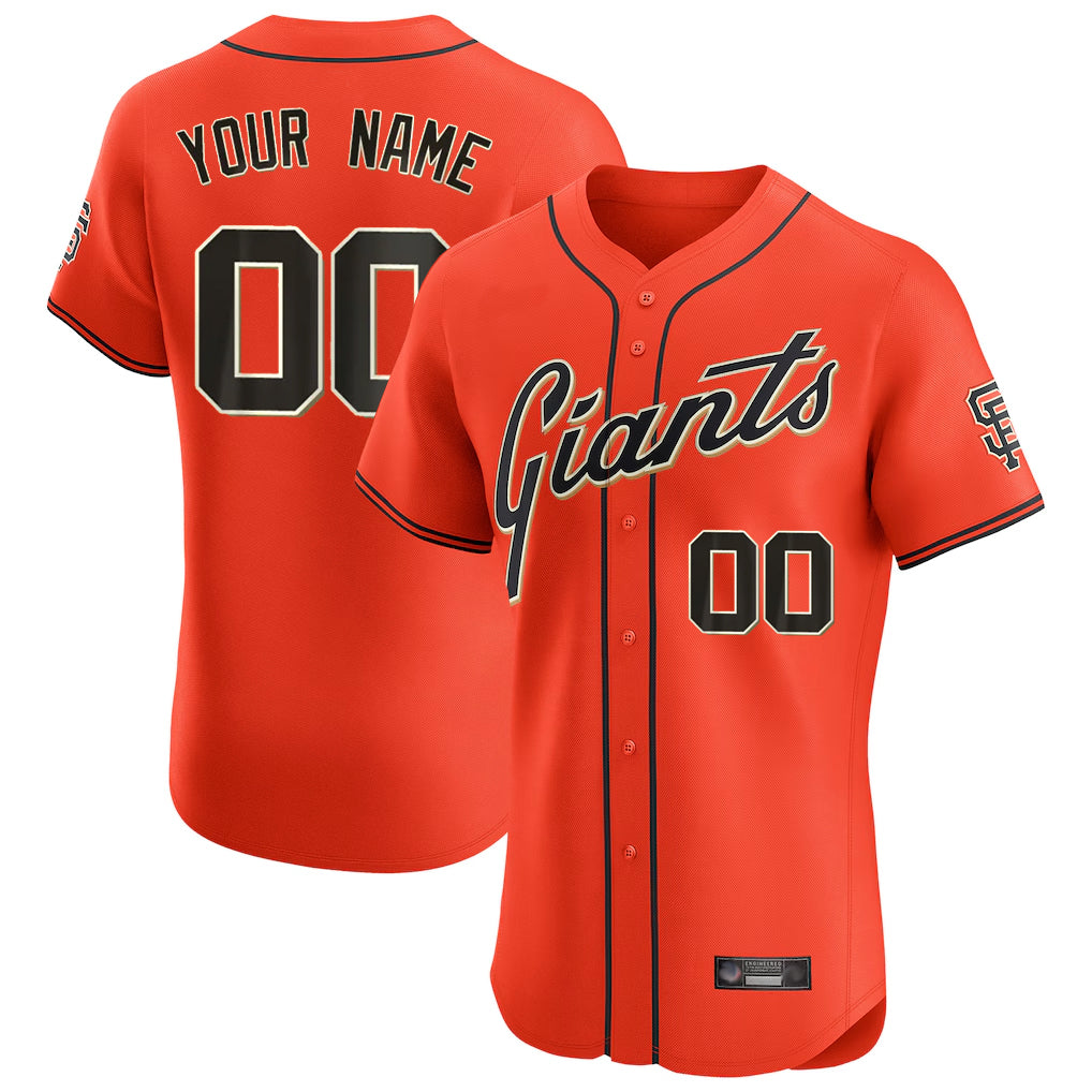 Custom SF.Giants Orange Limited Elite Home Game Any Name & Number Gdoa Stitched Jerseys