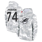 M.Dolphins #74 Kadyn Proctor Player Arctic Camo Salute to Service Hoodies Limited Game Gdoa Stitched Jerseys