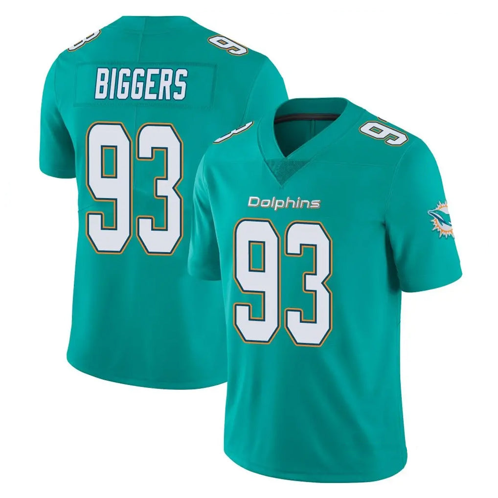 M.Dolphins #93 Zeek Biggers Player Aqua Limited Vapor Untouchable Home Game Gdoa Stitched Jerseys