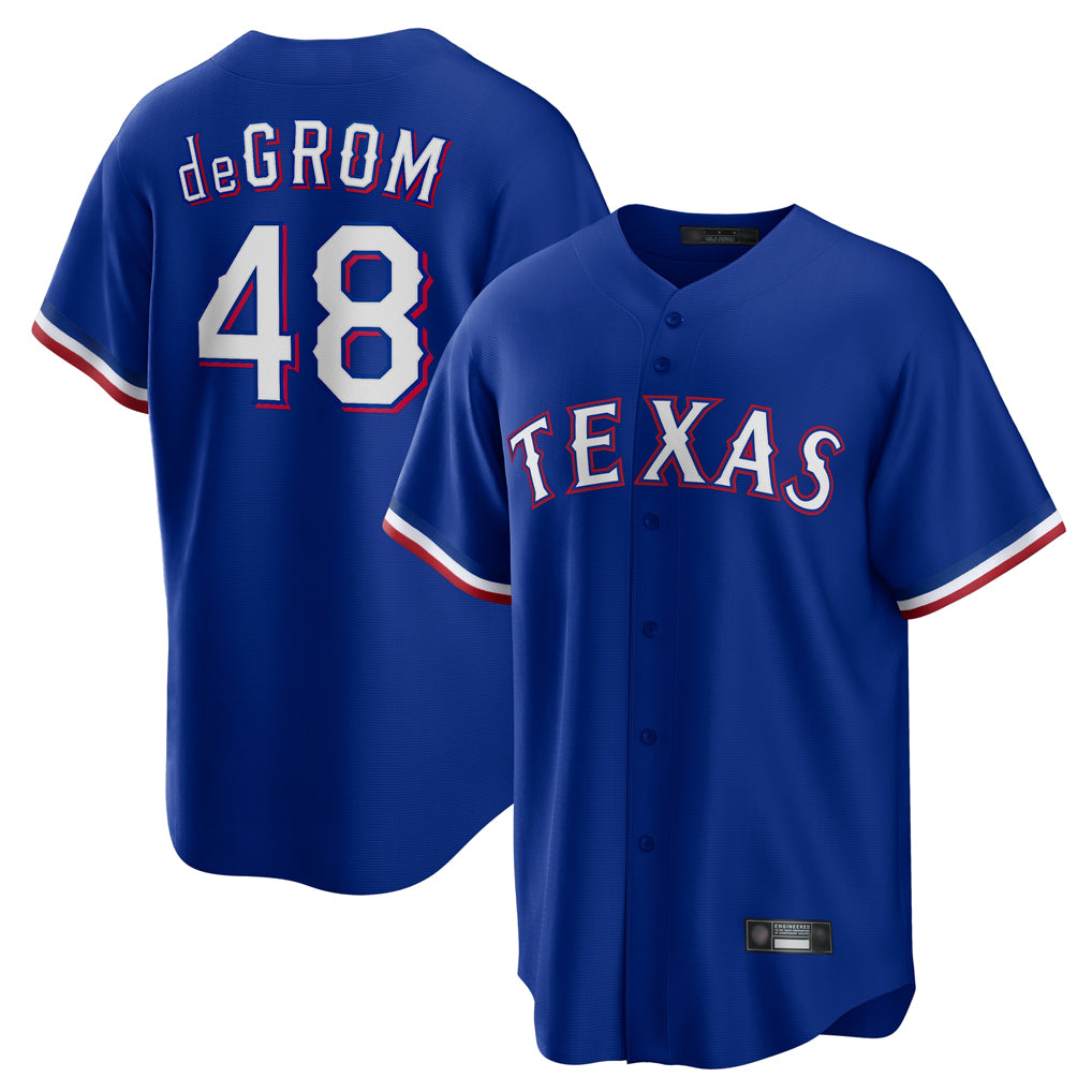 T.Rangers #48 Jacob deGrom Player Royal Home Game Fdoa Stitched Jerseys