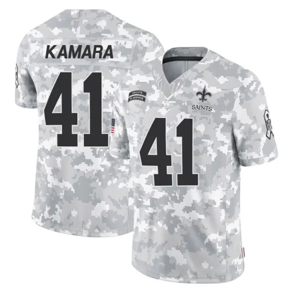 NO.Saints #41 Alvin Kamara Player Arctic Camo Salute To Service Limited Game Gdoa Stitched Jerseys