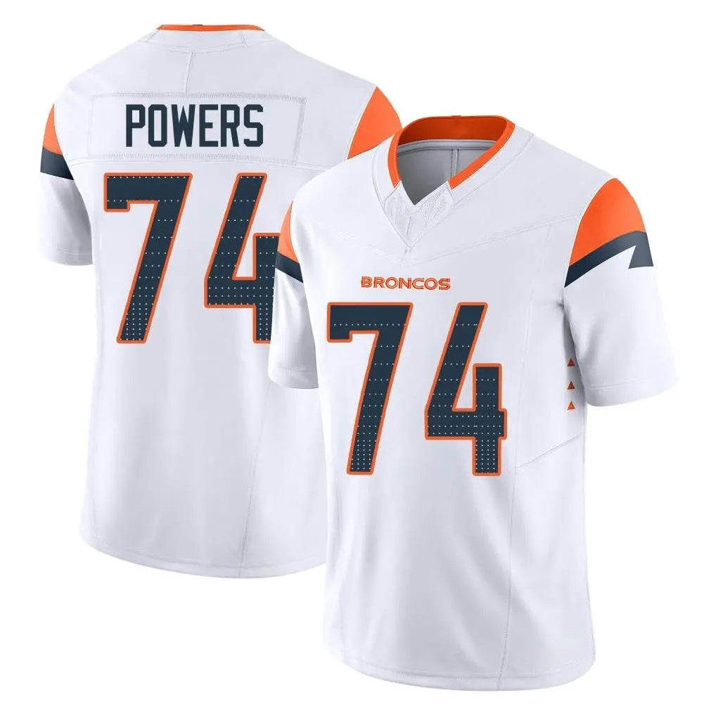 D.Broncos #74 Ben Powers Player White Limited Vapor F.U.S.E. Home Game Gdoa Stitched Jerseys