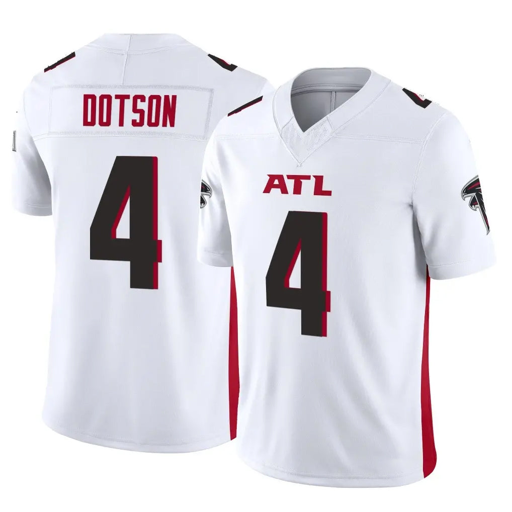 A.Falcons #4 Jahan Dotson Player White Vapor F.U.S.E. Limited Gdoa Stitched Jerseys