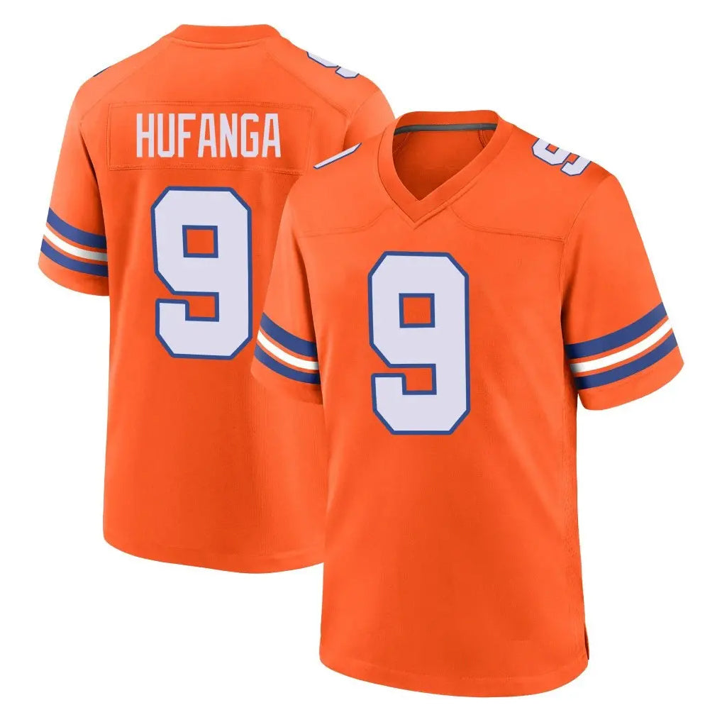 D.Broncos #9 Talanoa Hufanga Player Orange Alternate Collection Throwback Game Gdoa Stitched Jerseys