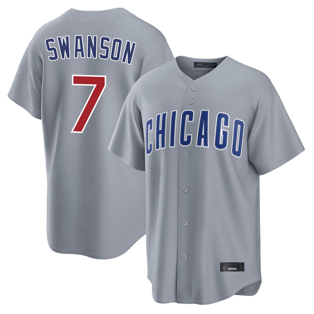 C.Cubs #7 Dansby Swanson Player Gray Home Game Gdoa Stitched Jerseys