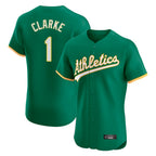 Athletics #1 Denzel Clarke Player Kelly Green Limited Elite Home Game Gdoa Stitched Jerseys