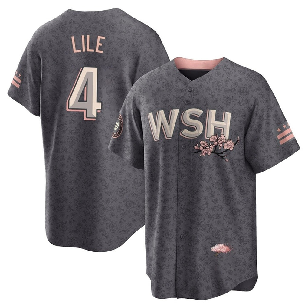 W.Nationals #4 Daylen Lile Player Charcoal City Connect Limited Fdoa Stitched  Jerseys