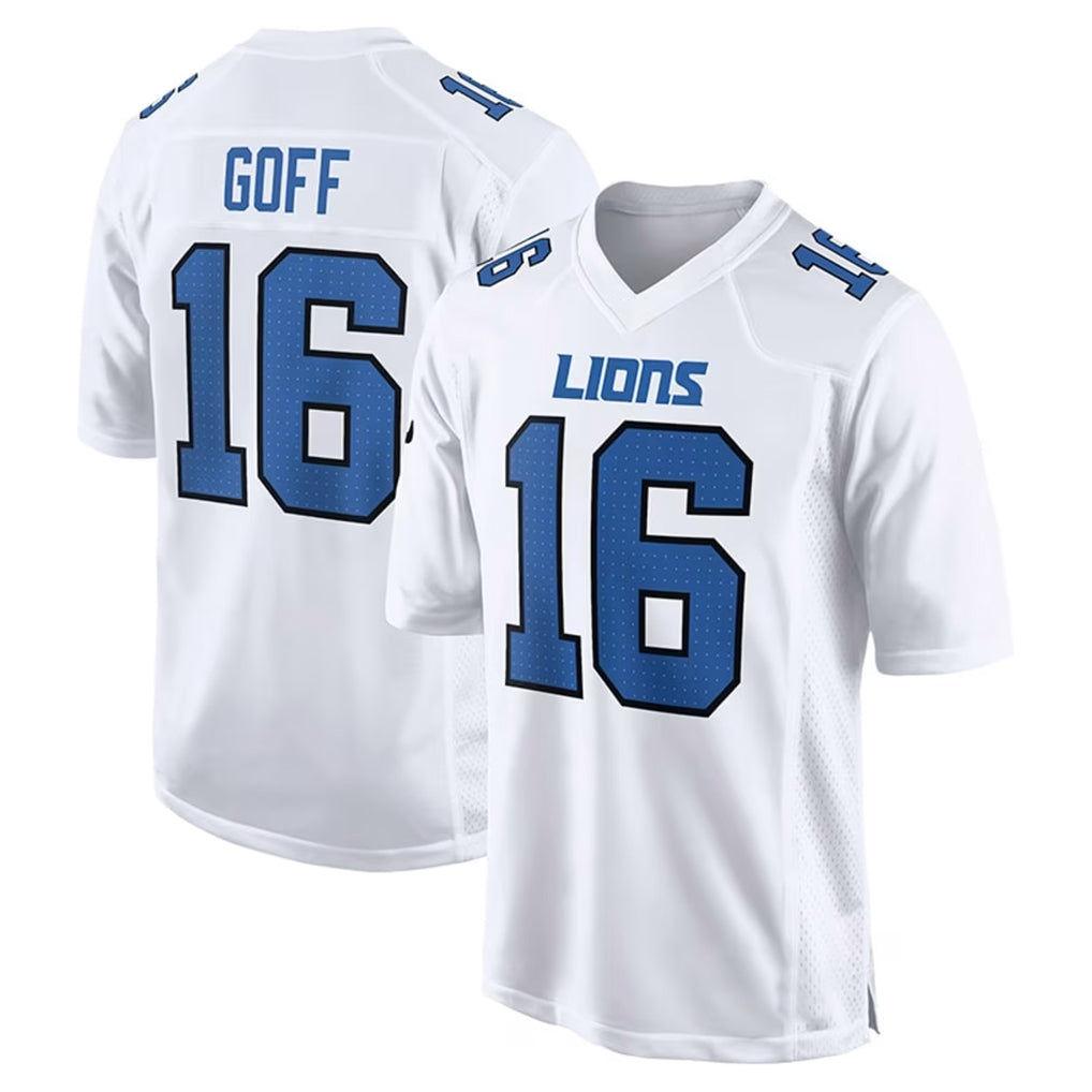 D.Lions #16 Jared Goff Player White Fashion Home Game Gdoa Stitched Jerseys