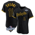 LA.Dodgers #11 Roki Sasaki Player Black World Series Snake Skin City Limited Elite Home Fdoa Stitched Jerseys