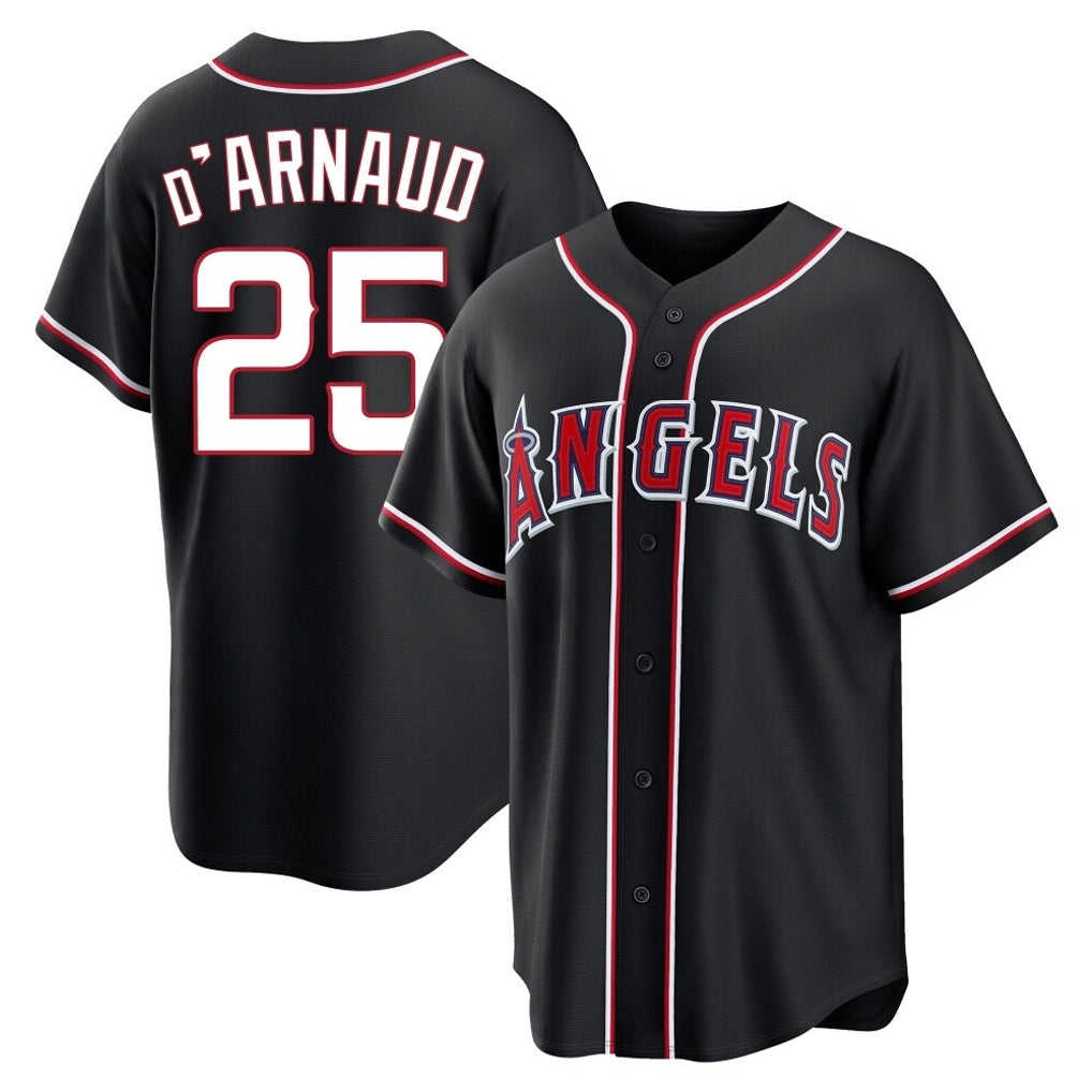 LA.Angels #25 Travis d'Arnaud Player Black Fashion Out Home Game Fdoa Stitched Jerseys
