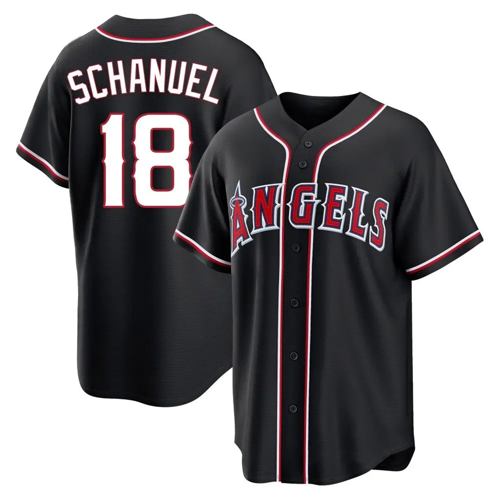 LA.Angels #18 Nolan Schanuel Player Black Fashion Out Home Game Fdoa Stitched Jerseys