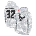 H.Texans #32 David Montgomery Player Arctic Camo Salute to Service Hoodies Limited Game Gdoa Stitched Jerseys