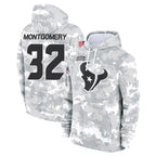 H.Texans #32 David Montgomery Player Arctic Camo Salute to Service Hoodies Limited Game Gdoa Stitched Jerseys