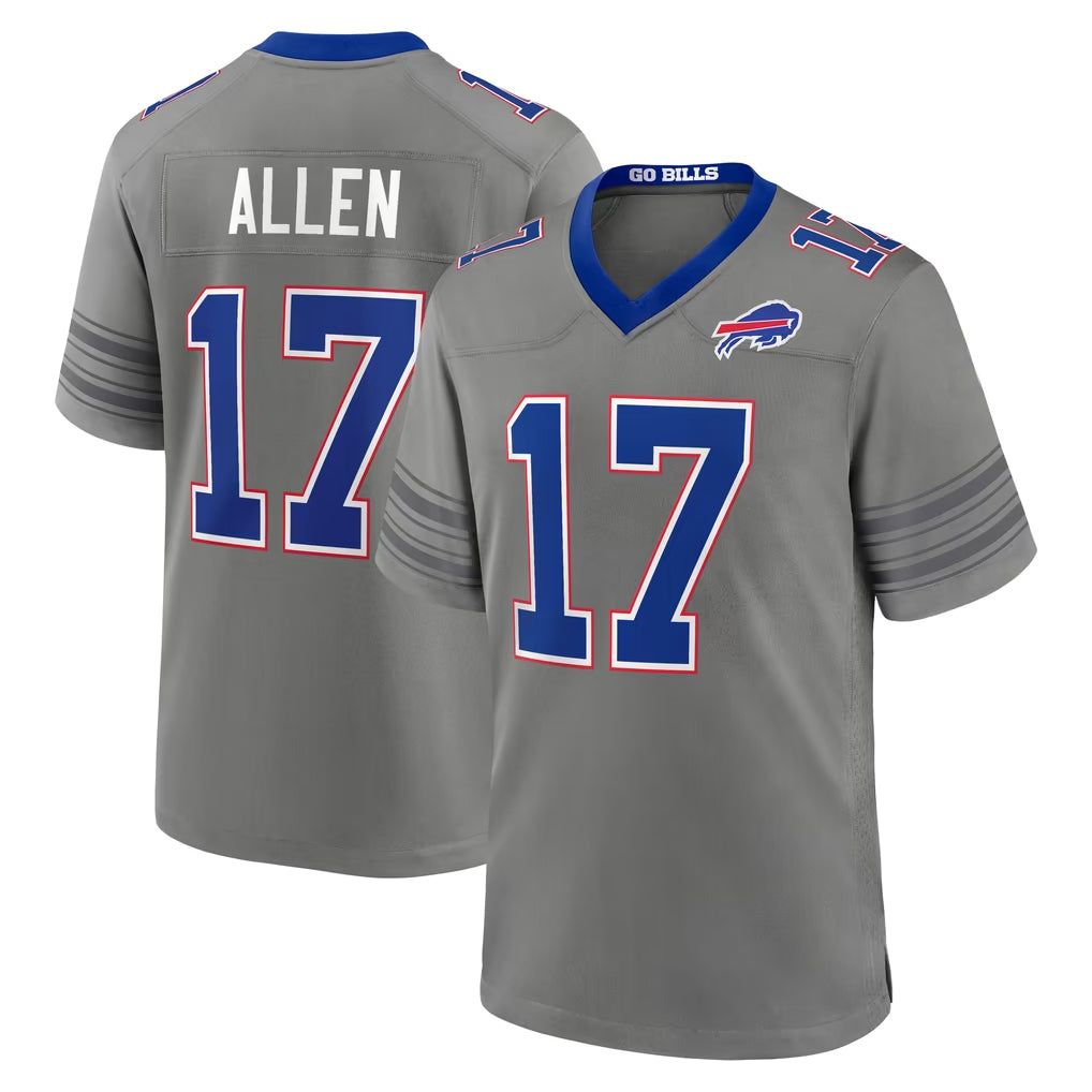 B.Bills #17 Josh Allen Player Gray Nickel City Home Game Gdoa Stitched Jerseys