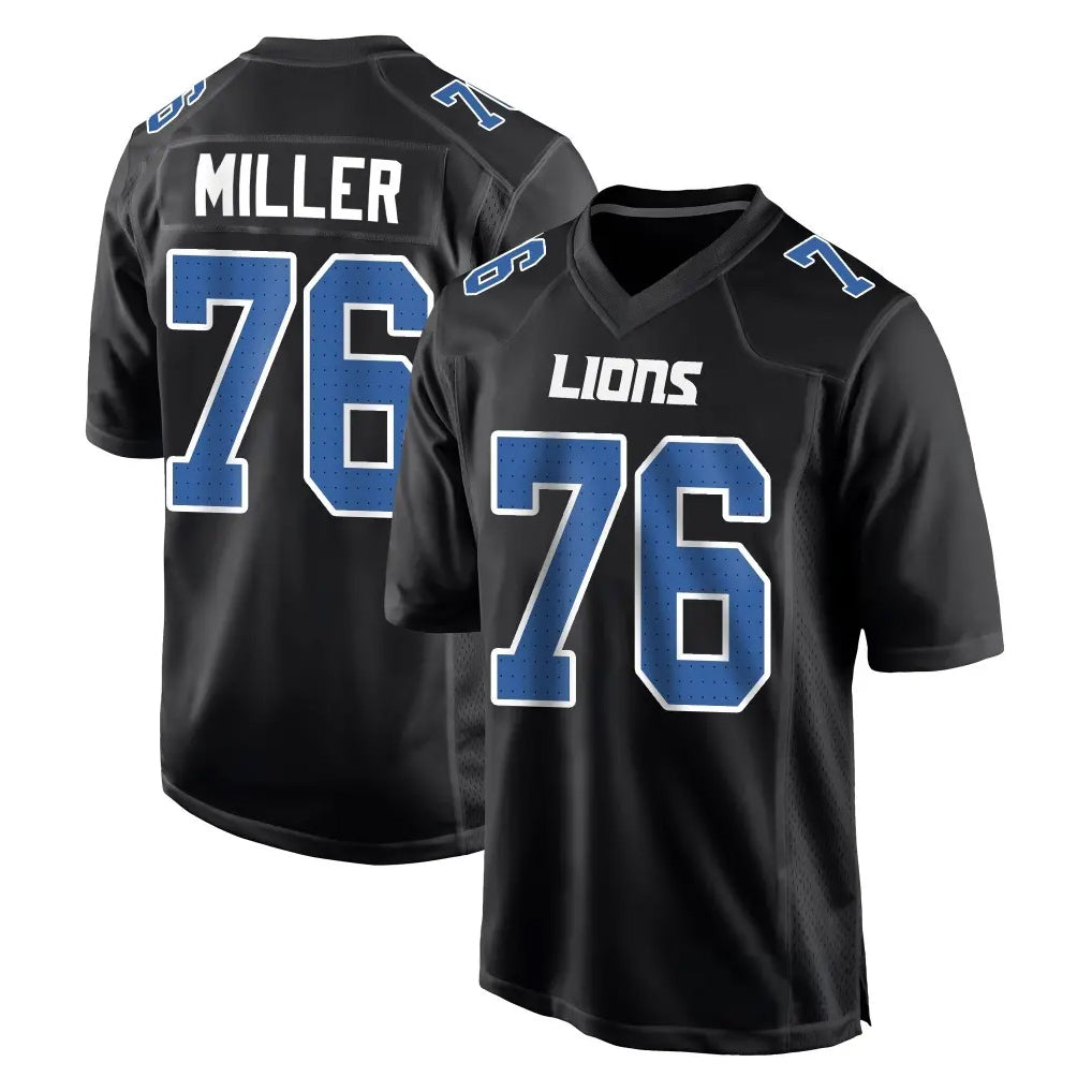 D.Lions #76 Blake Miller Player Black Fashion Home Game Gdoa Stitched Jerseys