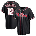 P.Phillies #12 Kyle Schwarber Player Black Fashion Out Home Game Fdoa Stitched Jerseys