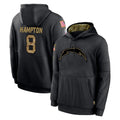 LA.Chargers #8 Omarion Hampton Player Black Salute to Service Hoodies Limited Game Gdoa Stitched Jerseys