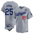 LA.Dodgers #25 Tommy Edman Player Gray World Series Limited Home Fdoa Stitched Jerseys