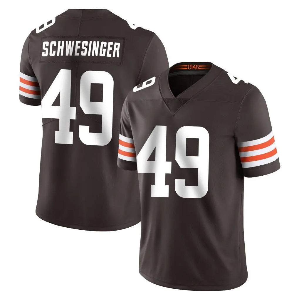 C.Browns #49 Carson Schwesinger Player Brown Color Vapor Untouchable Limited Home Game Gdoa Stitched Jerseys