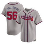 A.Braves #56 Spencer Schwellenbach Player Gray Limited Home Game Gdoa Stitched Jerseys