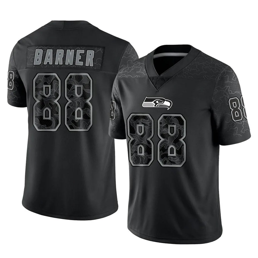 S.Seahawks #88 AJ Barner Player Black Limited Reflective Home Game Gdoa Stitched Jerseys