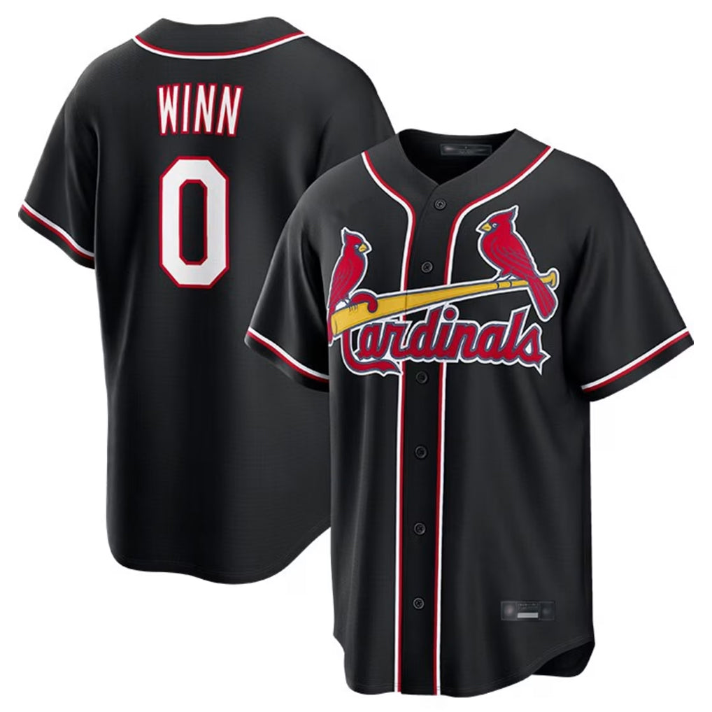 St. Louis Cardinals #0 Masyn Winn Player Black Carbon Fashio Game Fdoa Stitched Jerseys
