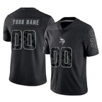 Custom M.Vikings Black Limited Reflective Home Game Any Name & Numbers Gdoa Stitched Jerseys