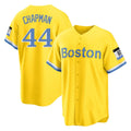 B.Red Sox #44 Aroldis Chapman Player Yellow Home Game Gdoa Stitched Jerseys
