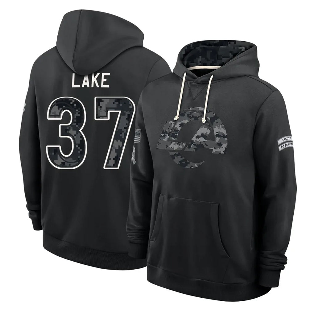 LA.Rams #37 Quentin Lake Player 2026 Black Logo Pullover Hoodies Limited Game Gdoa Stitched Jerseys