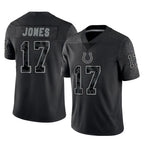 IN.Colts #17 Daniel Jones Player Black Reflective Limited Game Gdoa Stitched Jerseys