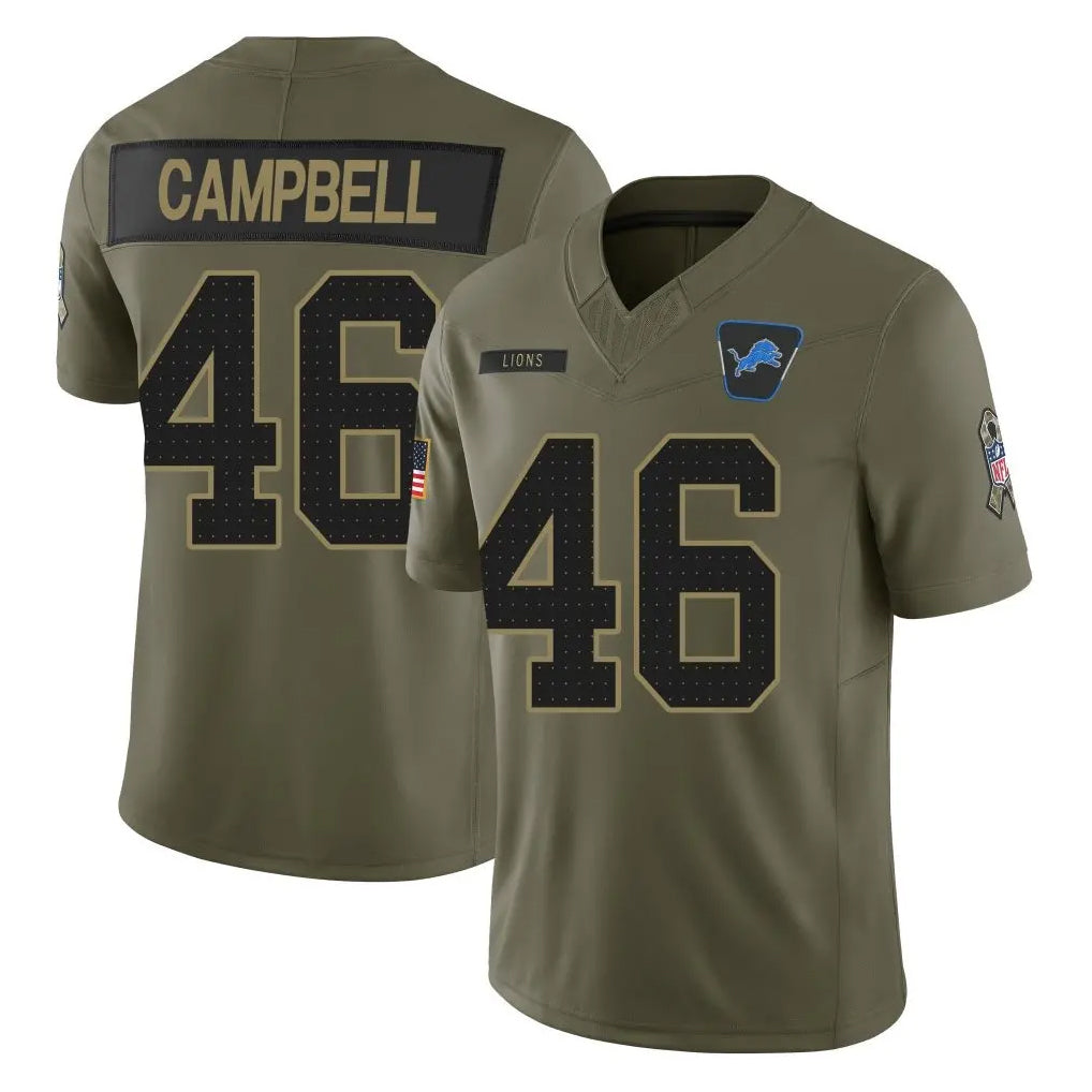 D.Lions #46 Jack Campbell Player Olive 2025 Salute To Service Limited Home Game Gdoa Stitched Jerseys