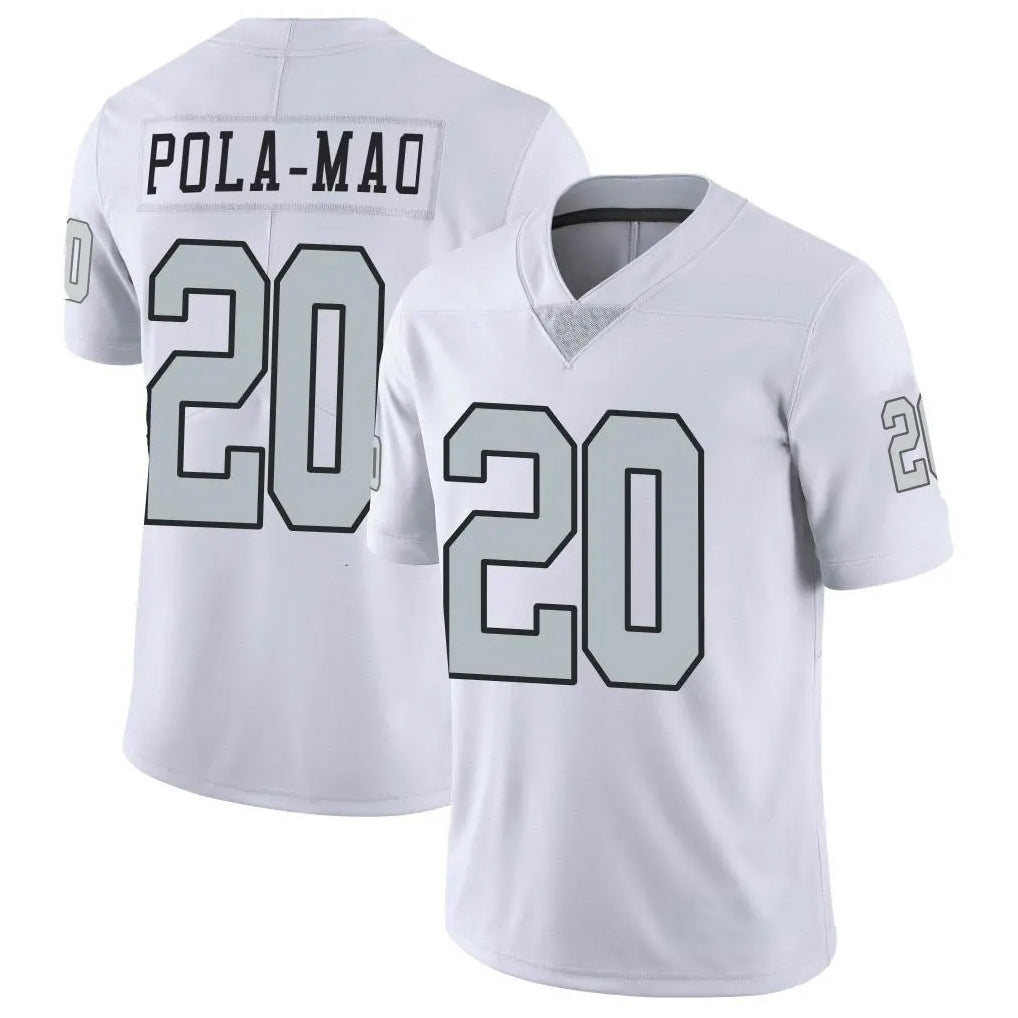 LV.Raiders #20 Isaiah Pola-Mao Player White Limited Color Rush Home Game Gdoa Stitched Jerseys