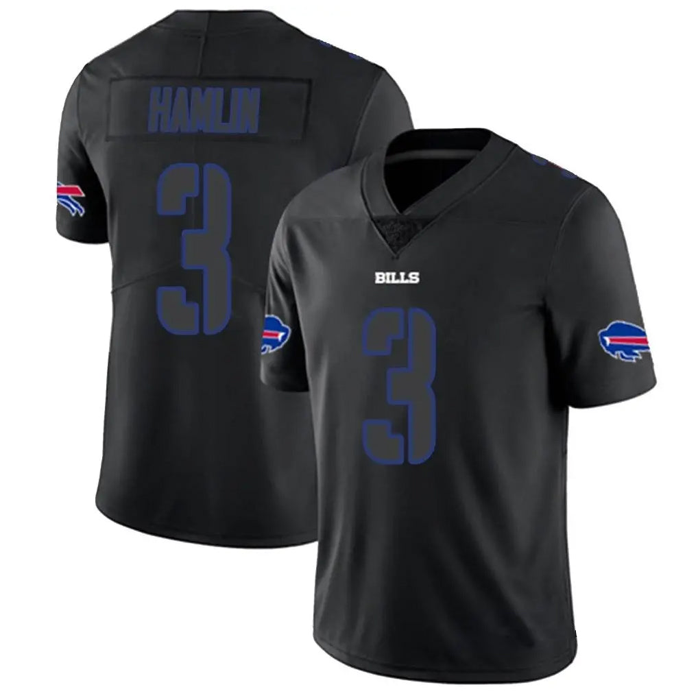B.Bills #3 Damar Hamlin Player Black Impact Limited Gdoa Stitched Jerseys