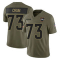D.Broncos #73 Frank Crum Player Olive 2025 Salute To Service Limited Home Game Gdoa Stitched Jerseys