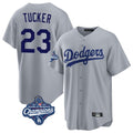 LA.Dodgers #23 Kyle Tucker Player Gray World Series Meet Game Fdoa Stitched Jerseys