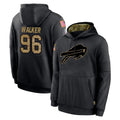 B.Bills #96 Deone Walker Player Black Salute to Service Hoodies Gdoa Stitched Jersey