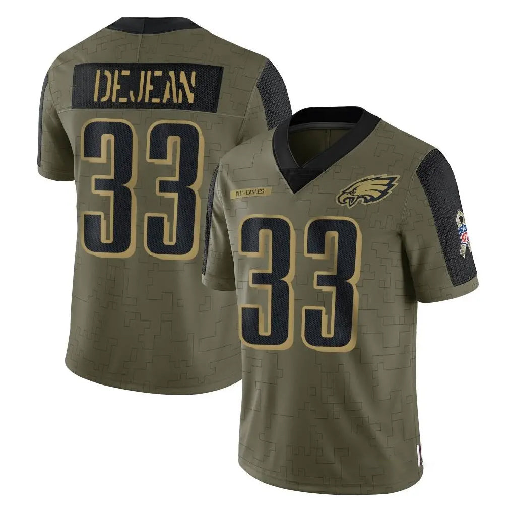 P.Eagles #33 Cooper DeJean Player Olive Salute To Service Limited Game Gdoa Stitched Jerseys