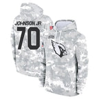 A.Cardinals #70 Paris Johnson Jr. Player Arctic Camo Limited Salute to Service Pullover Hoodies Game Gdoa Stitched Jerseys