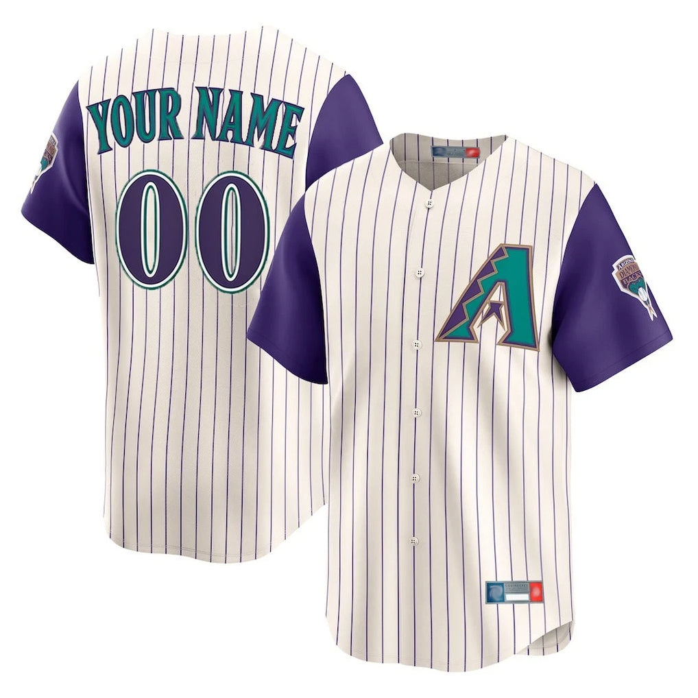 Custom A.Diamondbacks Ivory Throwback Cooperstown Limited Home Any name & number Gdoa Stitched Jerseys