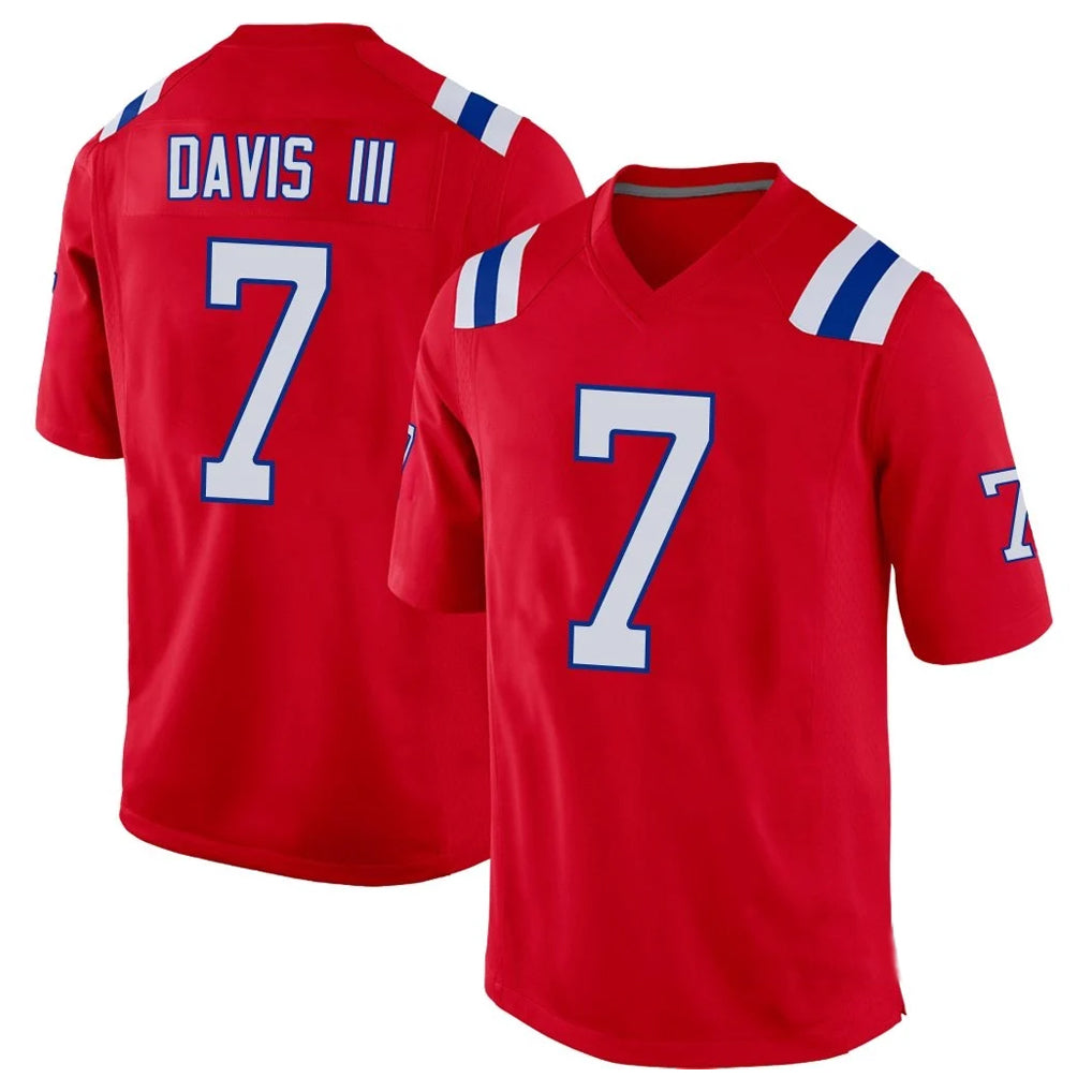 NE.Patriots #7 Carlton Davis III Player Red Home Game Gdoa Stitched Jerseys