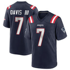NE.Patriots #7 Carlton Davis III Player Navy Home Game Gdoa Stitched Jerseys