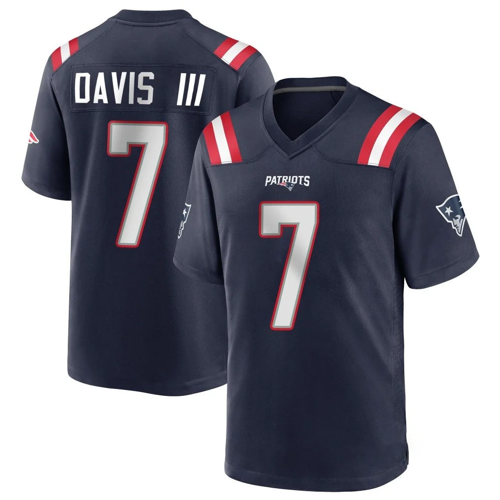 NE.Patriots #7 Carlton Davis III Player Navy Home Game Gdoa Stitched Jerseys
