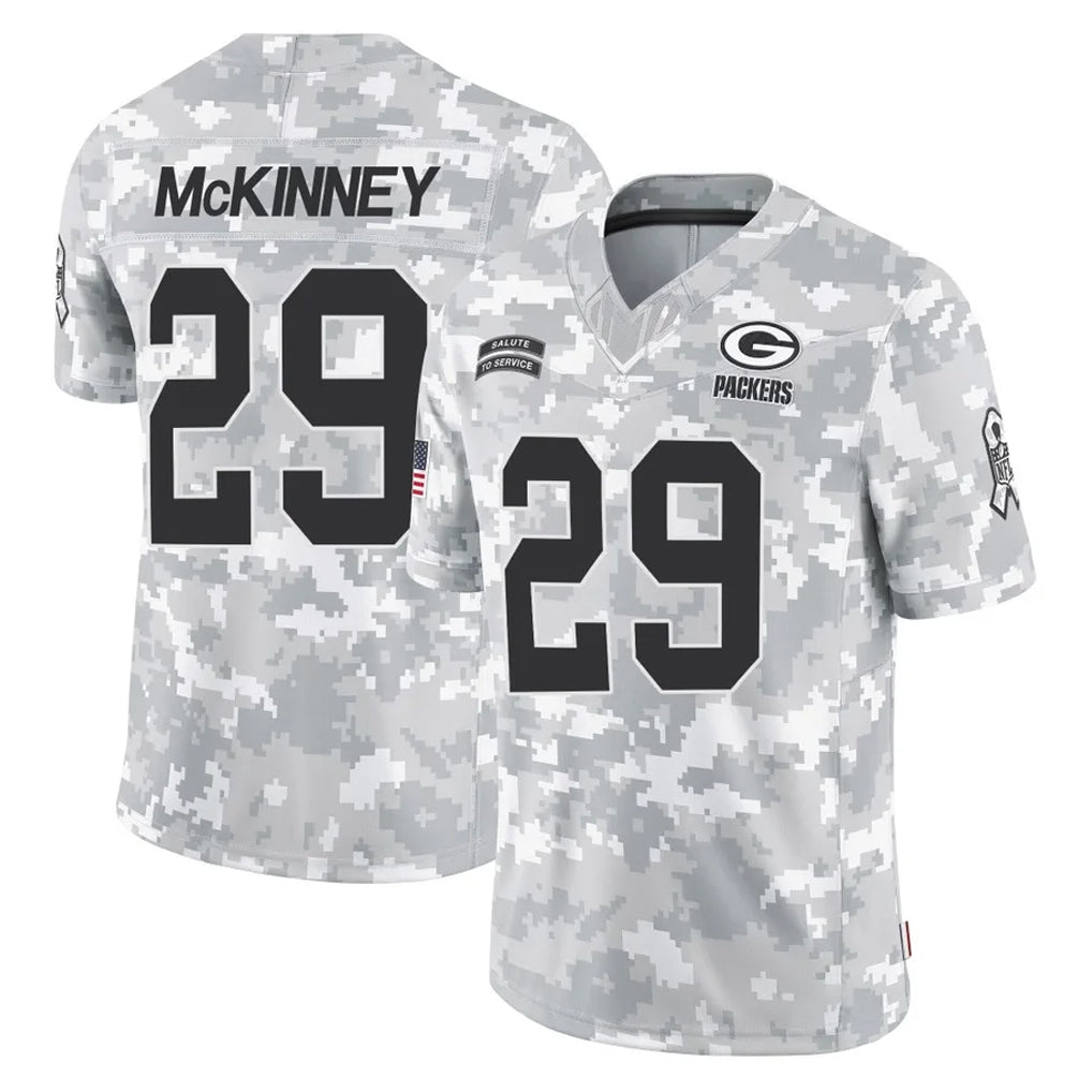 GB.Packers #29 Xavier McKinney Player Arctic Camo Salute To Service Limited Gdoa Stitched Jerseys